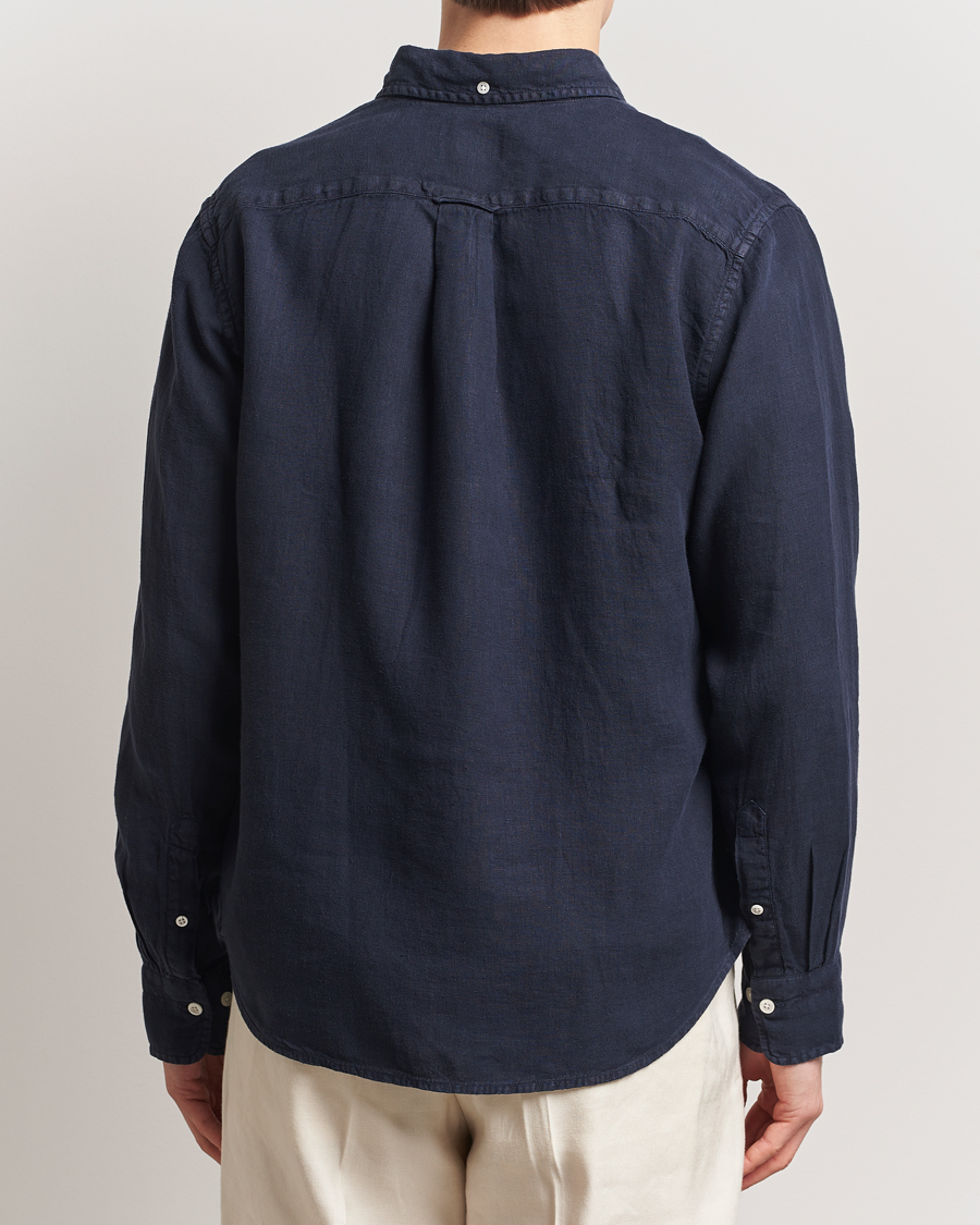 Herren | Hemden | GANT | Regular Fit Garment Dyed Linen Shirt Evening Blue