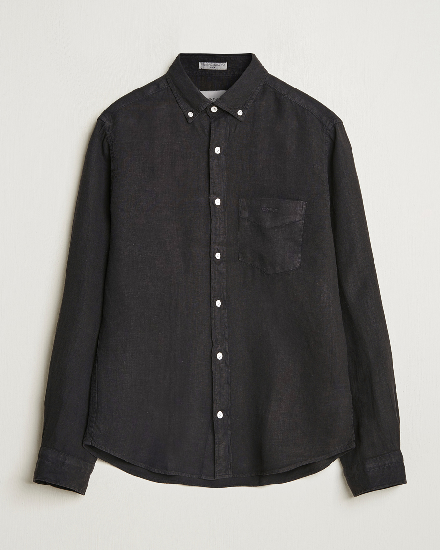 Herren | Hemden | GANT | Regular Fit Garment Dyed Linen Shirt Black