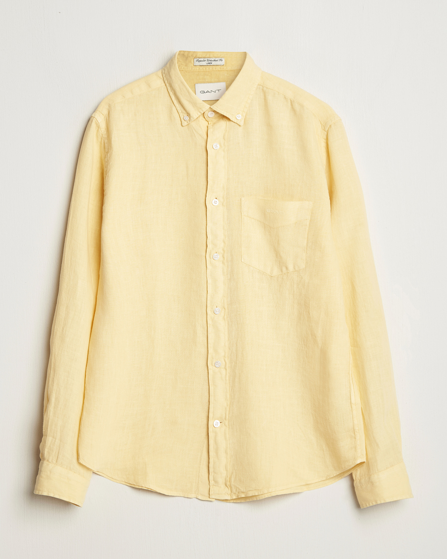 Herren | Hemden | GANT | Regular Fit Garment Dyed Linen Shirt Dusty Yellow