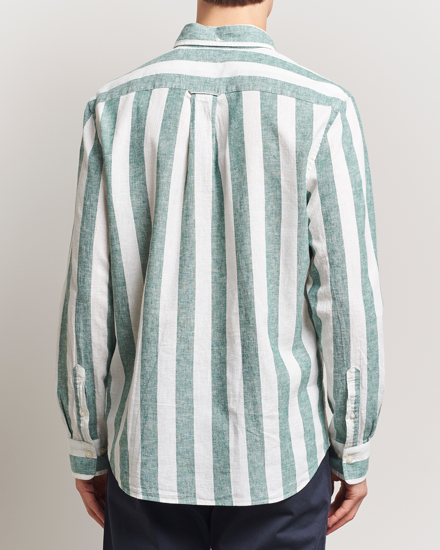 Herren | Hemden | GANT | Cotton/Linen Wide Striped Shirt Woody Green