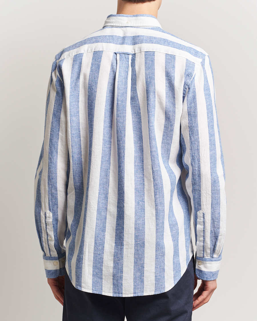 Herren | Hemden | GANT | Cotton/Linen Wide Striped Shirt Rich Blue