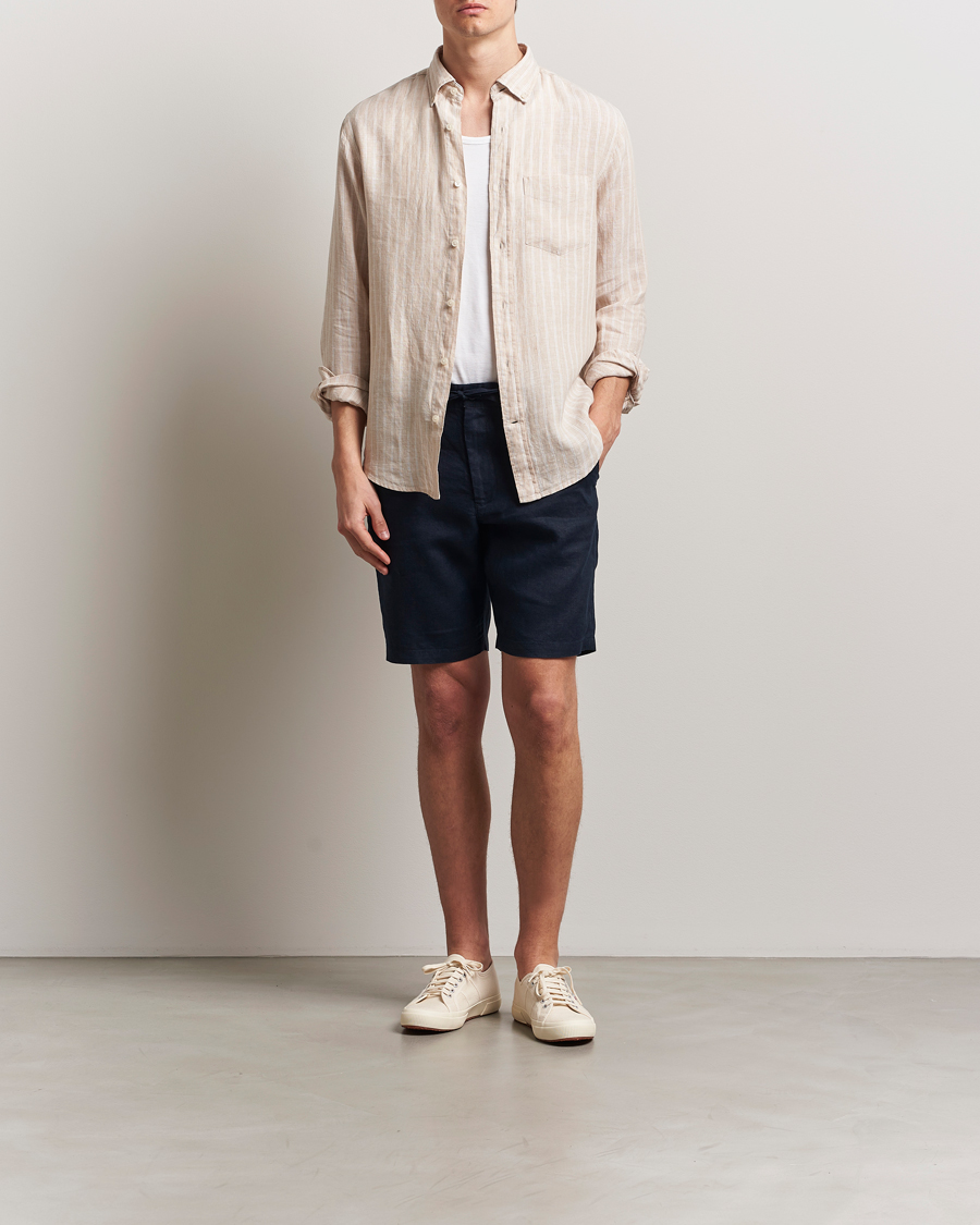 Herren | Hemden | GANT | Regular Fit Linen Striped Shirt Dry Sand