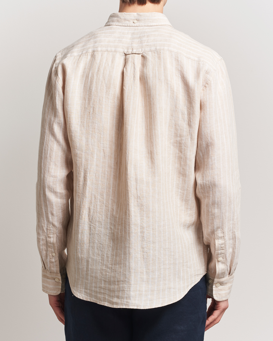 Herren | Hemden | GANT | Regular Fit Linen Striped Shirt Dry Sand