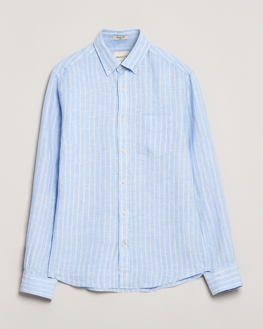 Herren | Hemden | GANT | Regular Fit Linen Striped Shirt Capri Blue