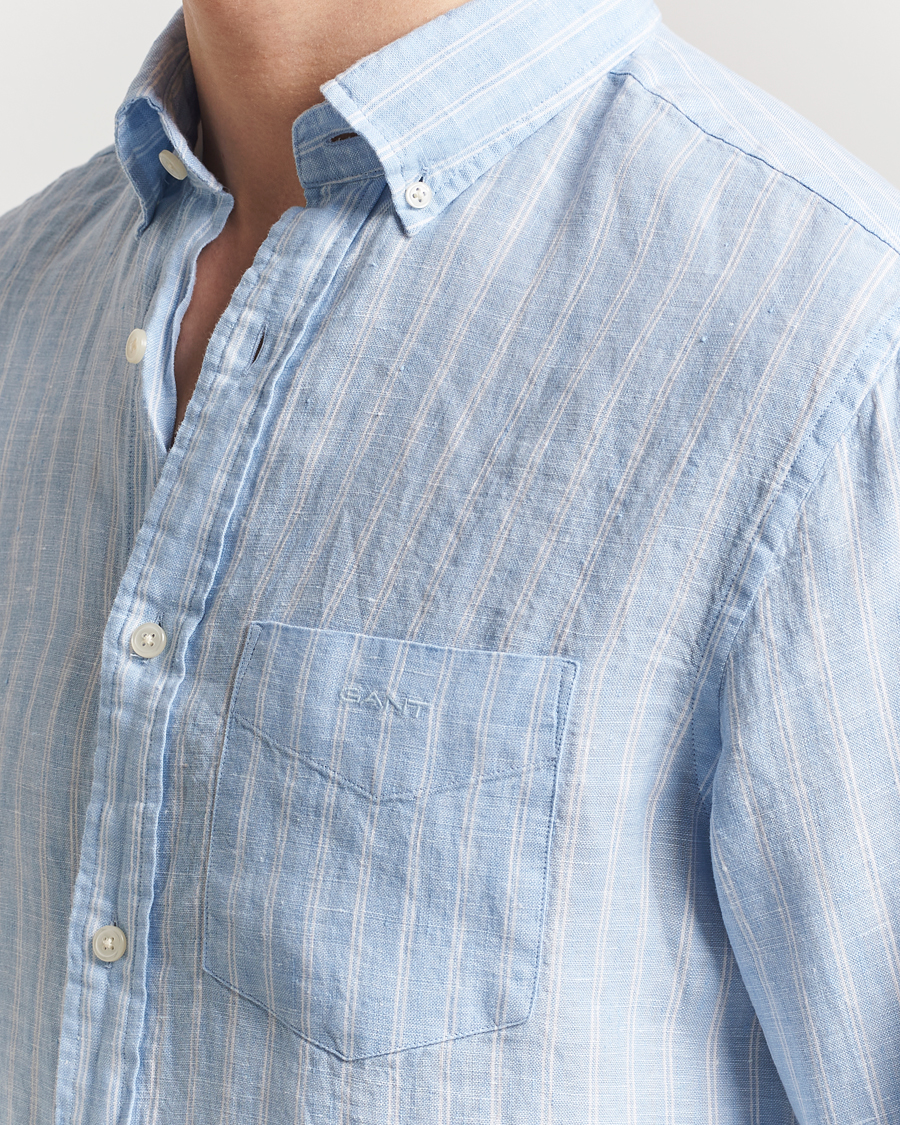 Herren | Hemden | GANT | Regular Fit Linen Striped Shirt Capri Blue