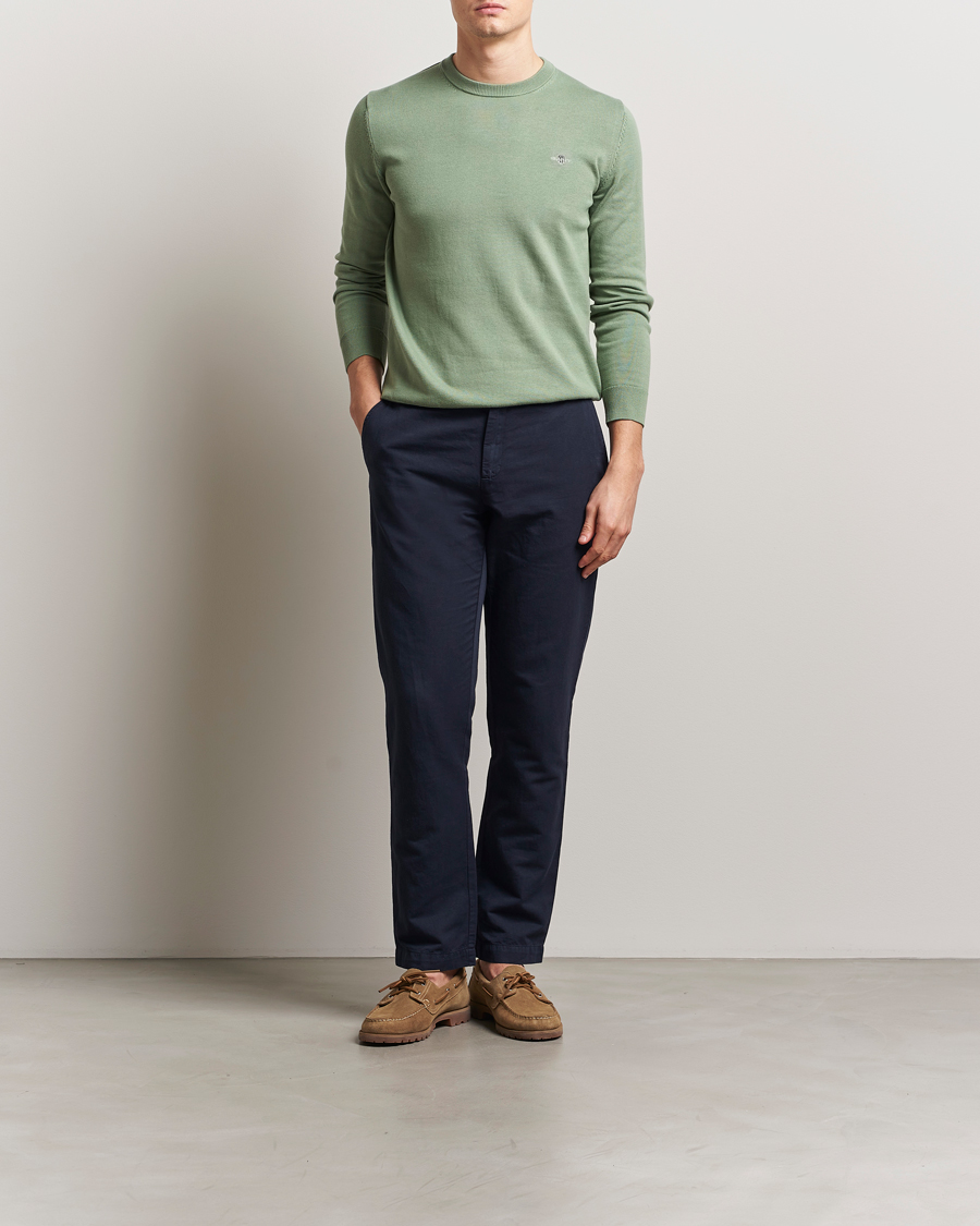 Herren | Pullover | GANT | Classic Cotton Crew Neck Kalamata Green