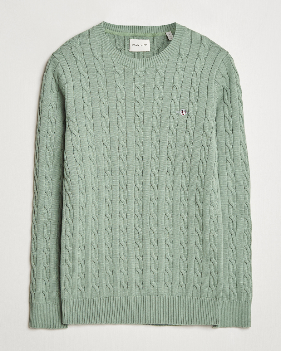 Herren | Pullover | GANT | Cotton Cable Crew Neck Pullover Kalamata Green