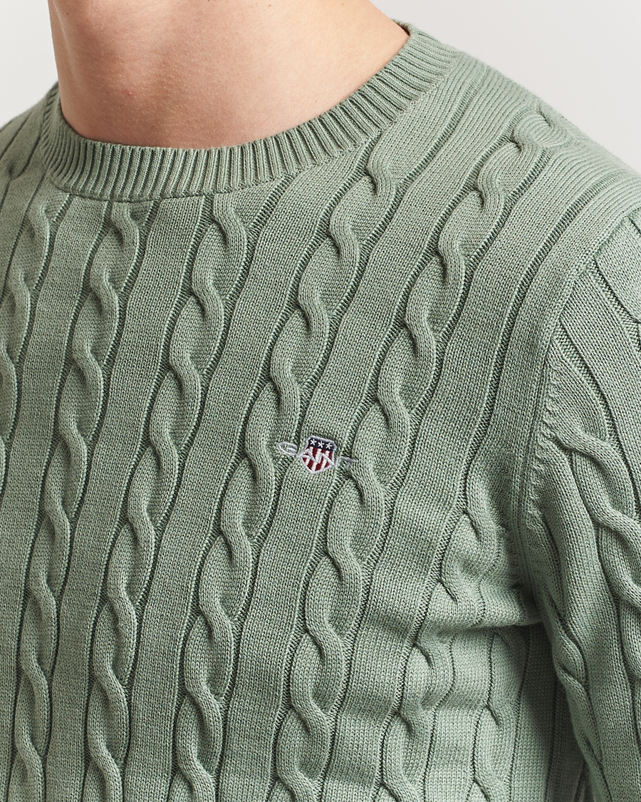 Herren | Pullover | GANT | Cotton Cable Crew Neck Pullover Kalamata Green