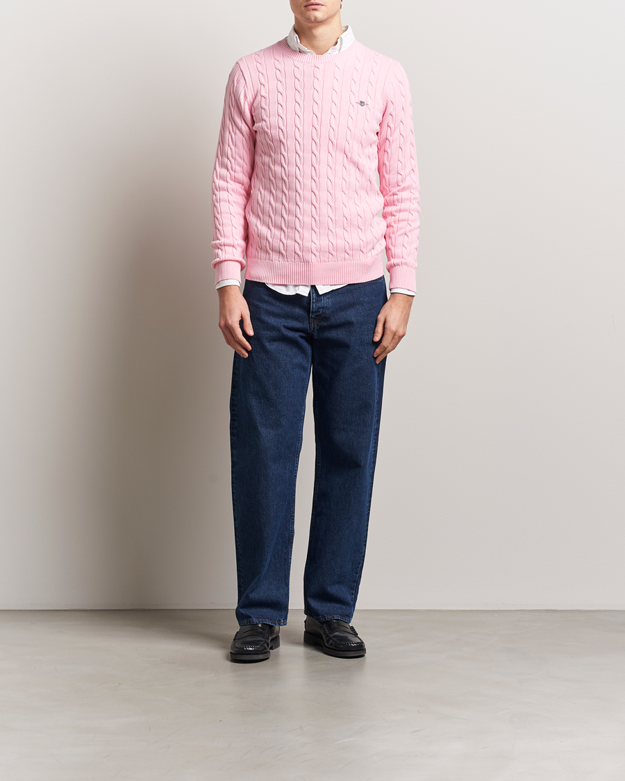 Herren | Pullover | GANT | Cotton Cable Crew Neck Pullover California Pink