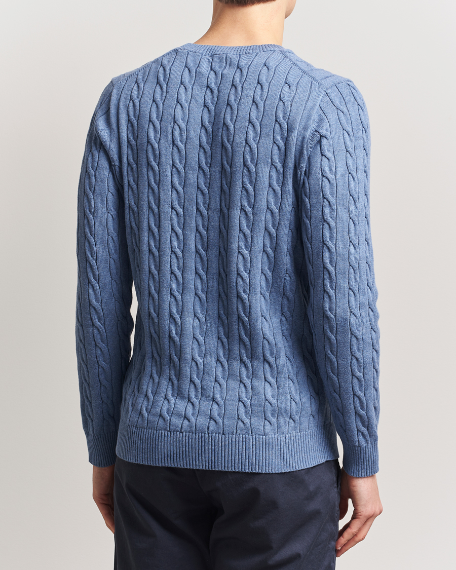 Herren | Pullover | GANT | Cotton Cable Crew Neck Pullover Denim Blue Melange