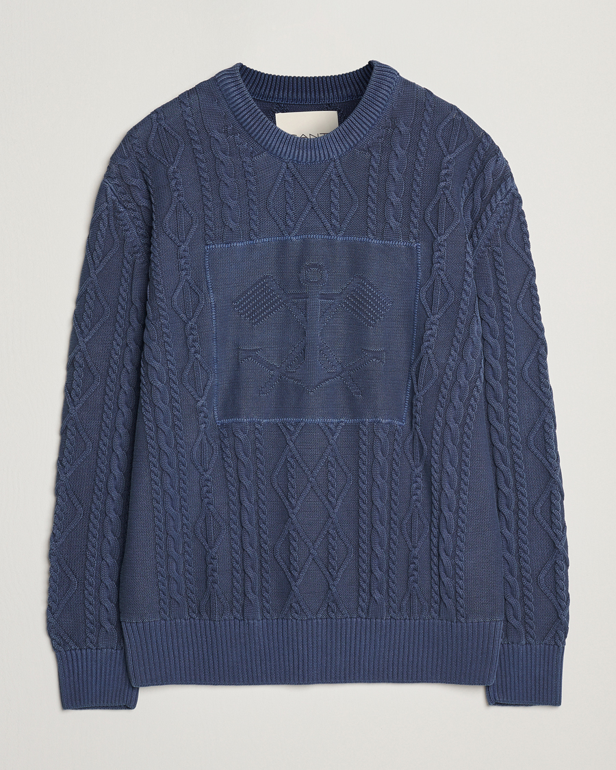 Herren | Pullover | GANT | Aran Cable Knitted Sweater Evening Blue