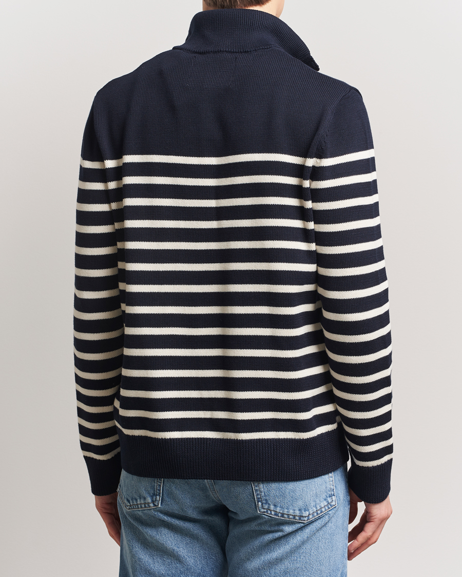 Herren | Pullover | GANT | Cotton Striped Knitted Sweater Evening Blue