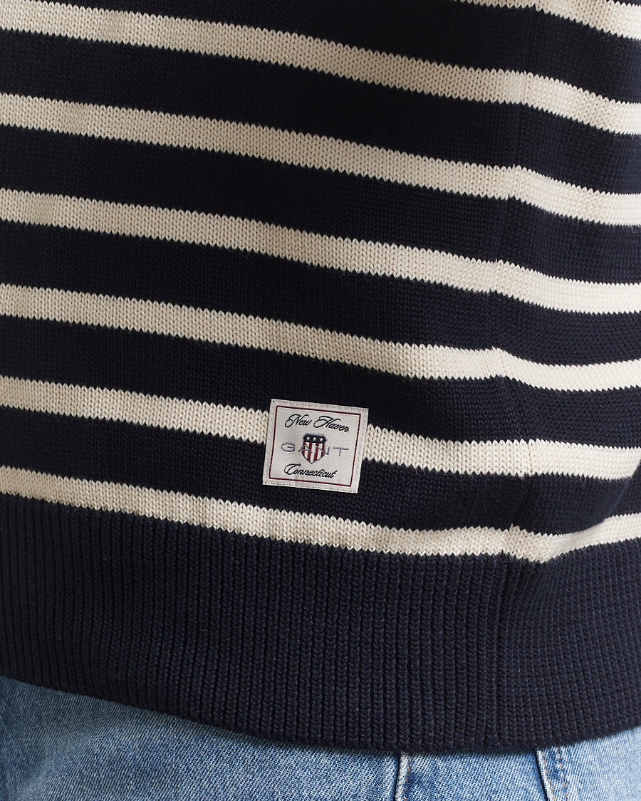 Herren | Pullover | GANT | Cotton Striped Knitted Sweater Evening Blue