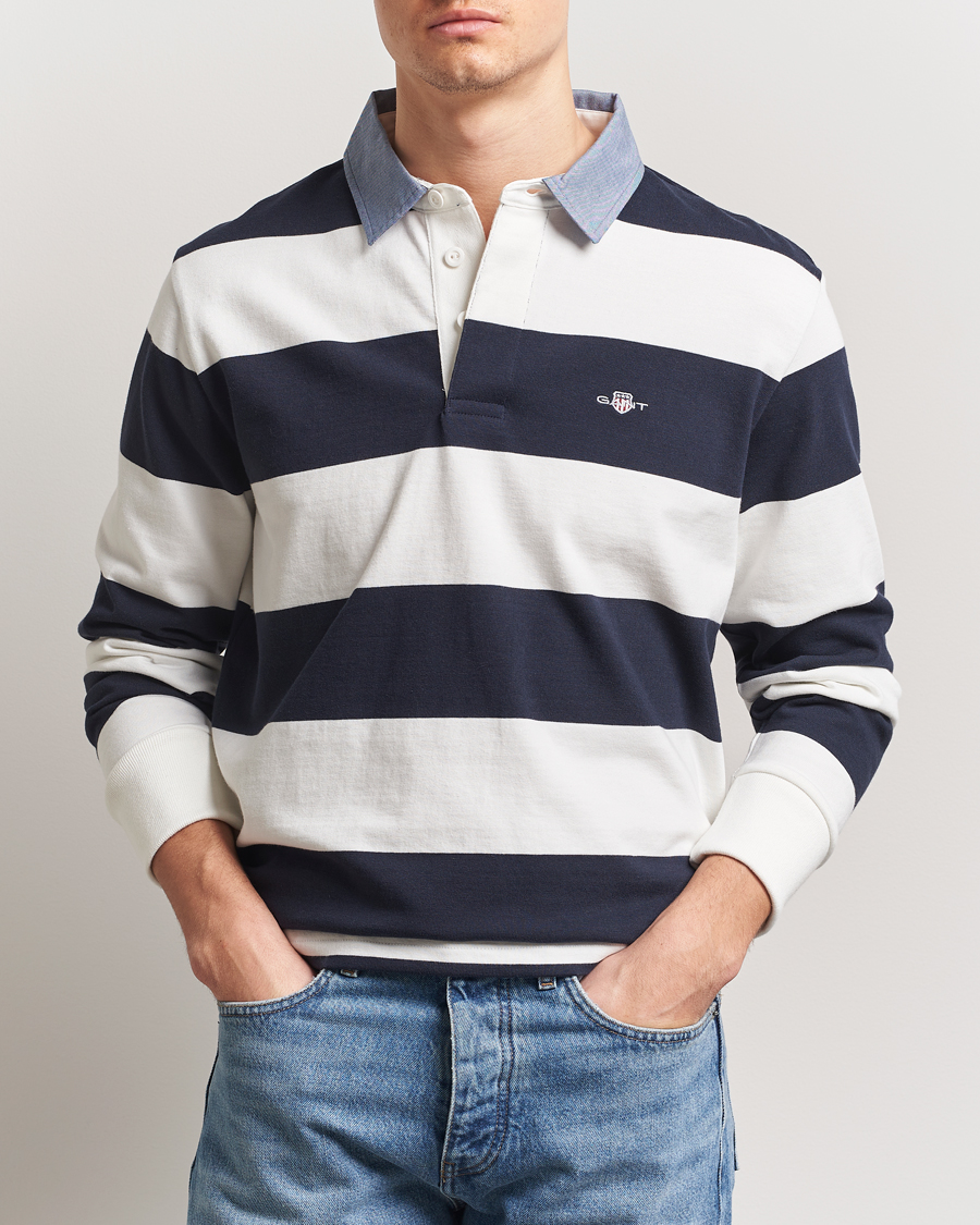 Herren | Pullover | Gant | Chambray Barstriped Rugger Eggshell