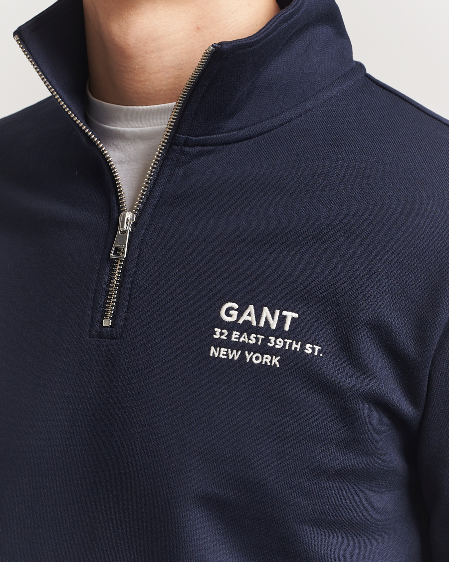 Herren | Pullover | GANT | Script Graphic Half Zip Sweater Evening Blue