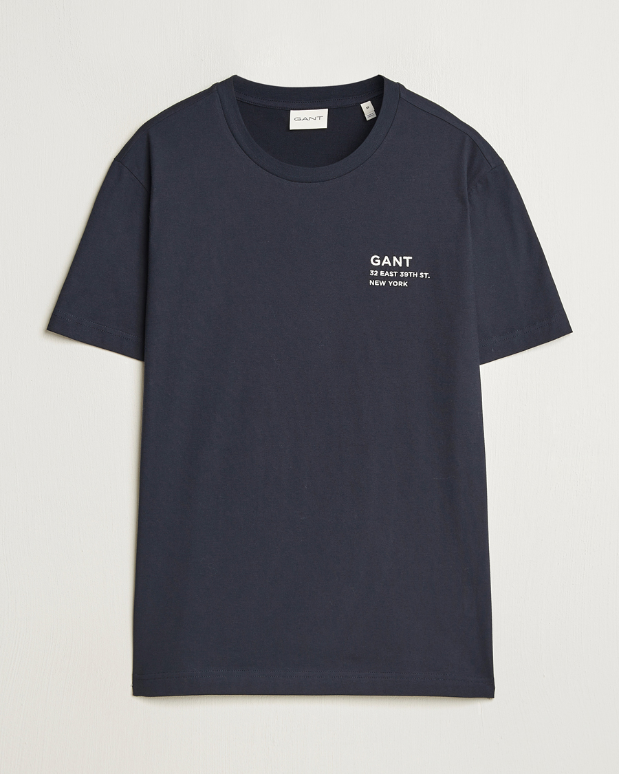 Herren | T-Shirts | GANT | Small Graphic Crew Neck T-Shirt Evening Blue