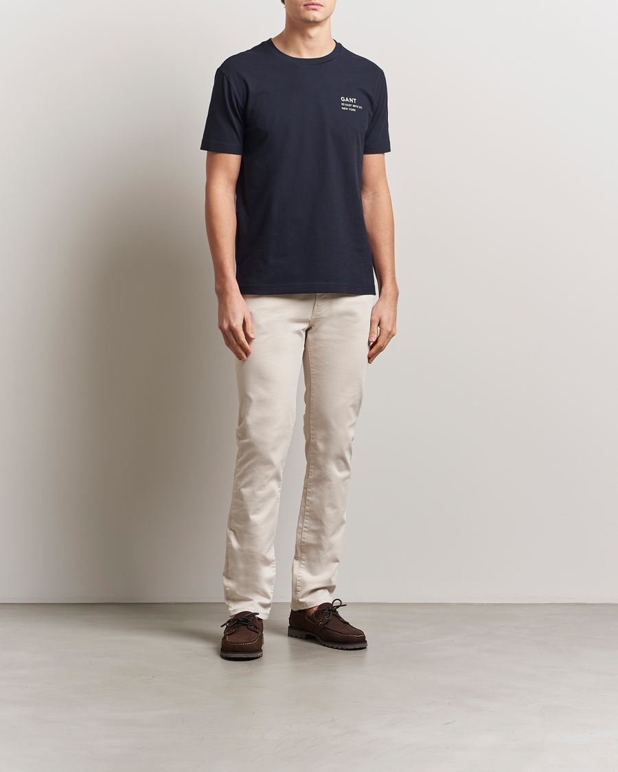 Herren | T-Shirts | GANT | Small Graphic Crew Neck T-Shirt Evening Blue