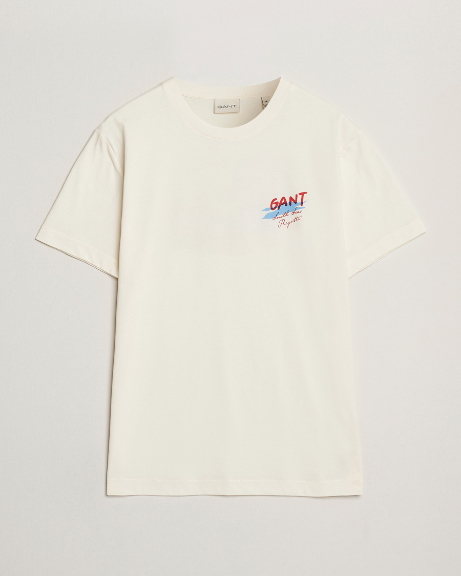 Herren | T-Shirts | GANT | Printed T-Shirt Cream