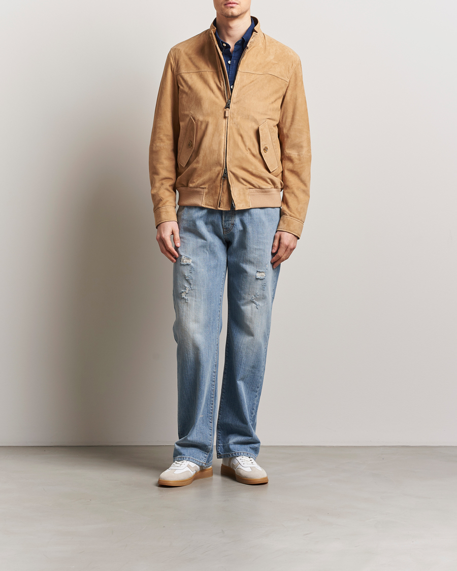 Herren | Jacken | GANT | Suede Harrington Jacket Warm Khaki