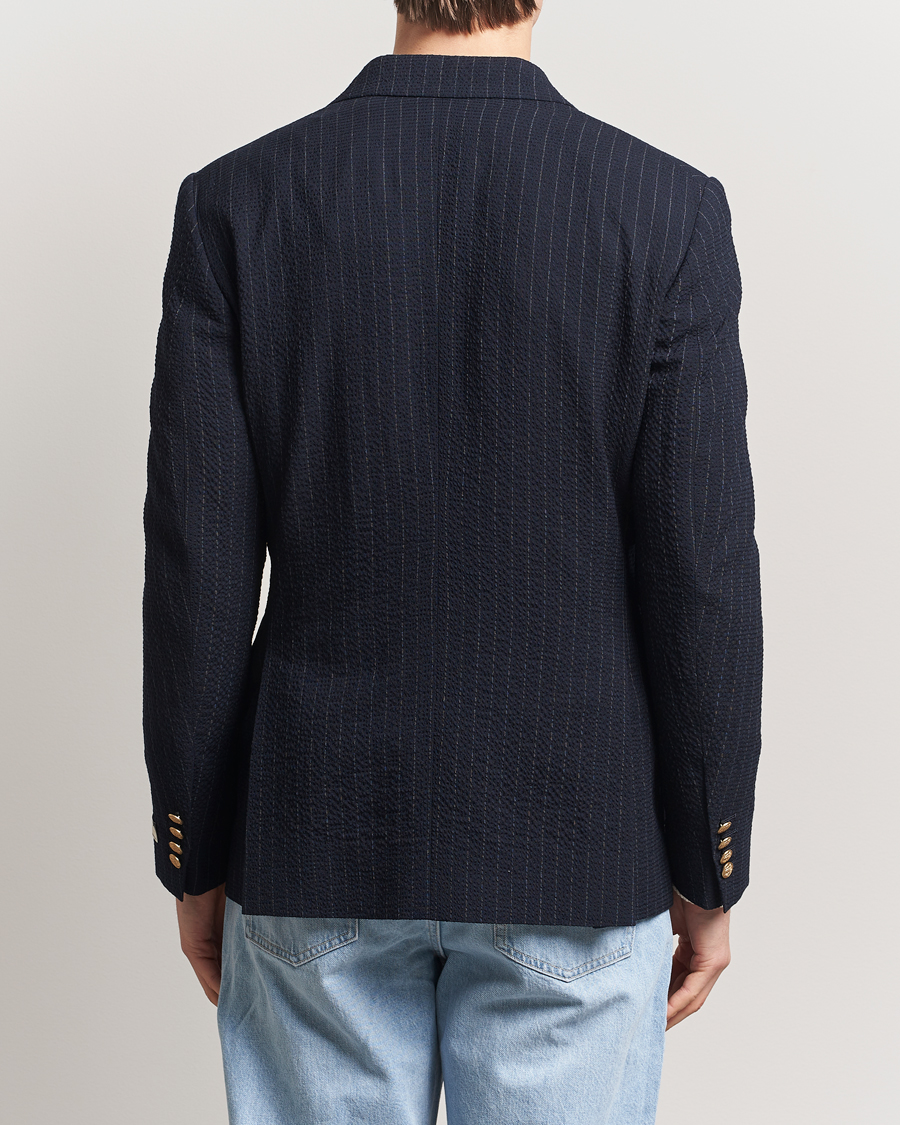 Herren | Sakkos | GANT | Slim Fit Seersucker Double Breasted Blazer Evening Blue