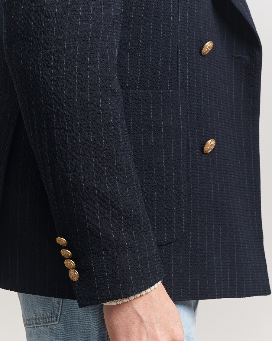 Herren | Sakkos | GANT | Slim Fit Seersucker Double Breasted Blazer Evening Blue