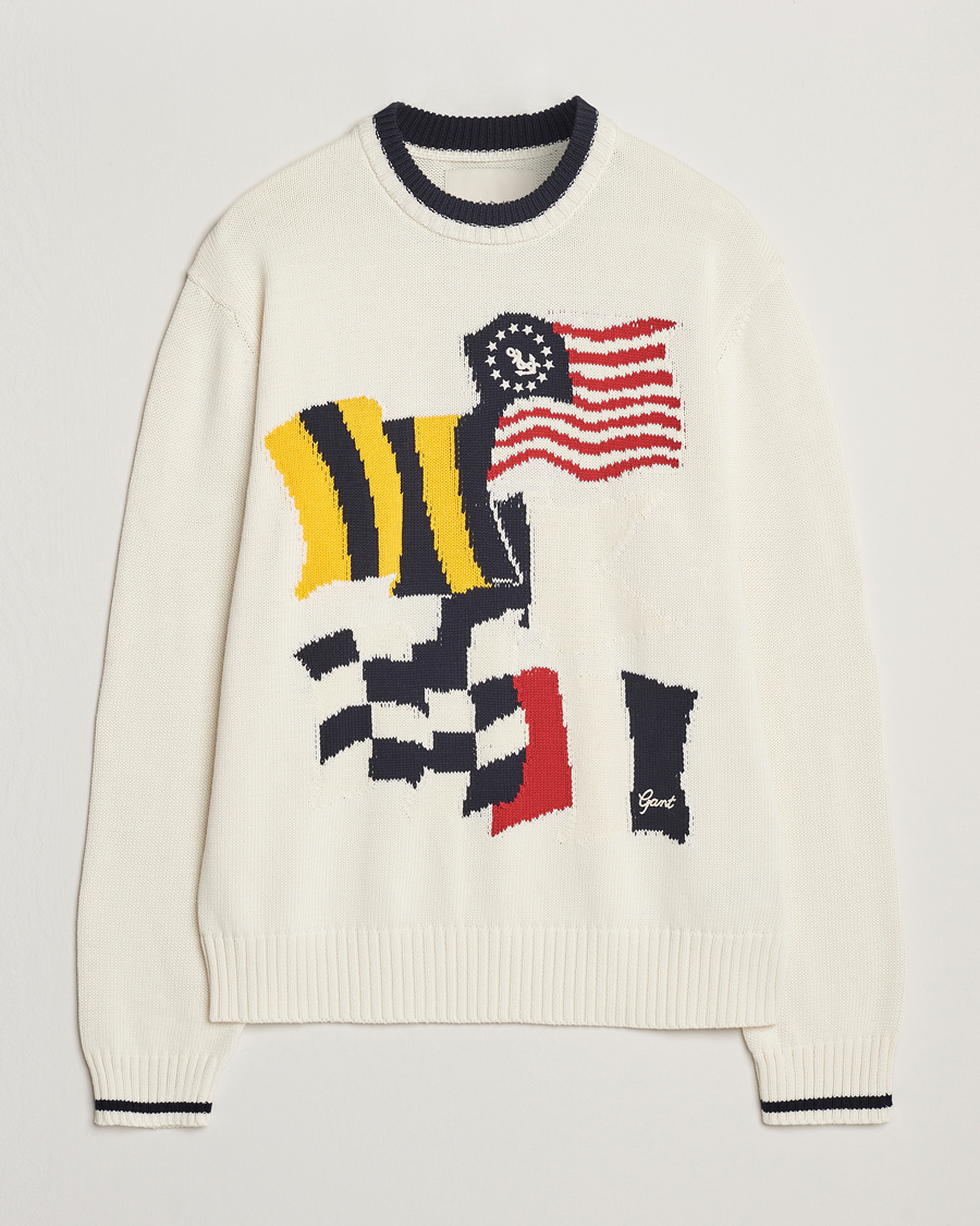 Herren | Pullover | GANT | Flag Intarsia Knitted Sweater Eggshell