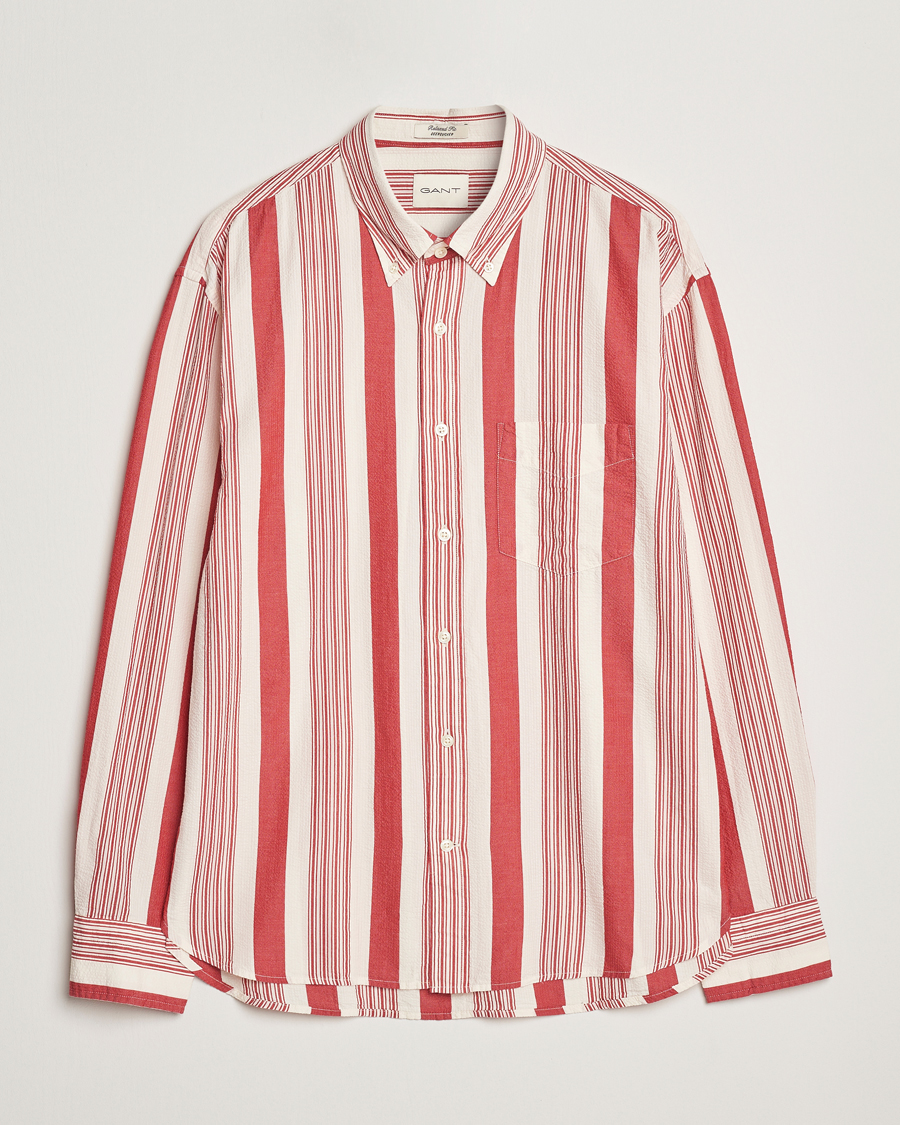 Herren | Hemden | GANT | Relaxed Fit Wide Striped Seersucker Shirt Ruby Red