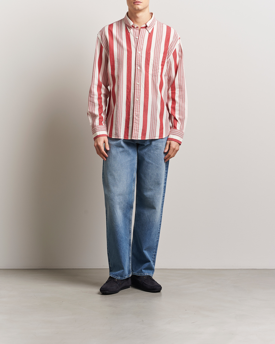 Herren | Hemden | GANT | Relaxed Fit Wide Striped Seersucker Shirt Ruby Red
