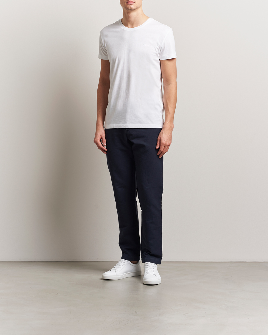 Herren | T-Shirts | Gant | 2-Pack Crew Neck T-Shirt Navy/White
