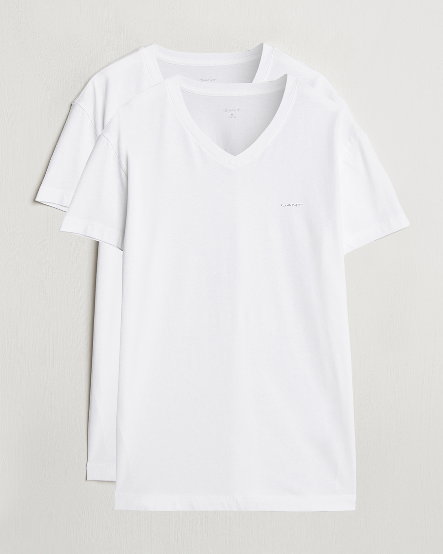 Herren | T-Shirts | GANT | 2-Pack V-Neck T-shirt White