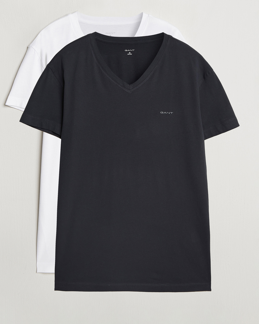 Herren | T-Shirts | GANT | 2-Pack V-Neck T-shirt Black/White