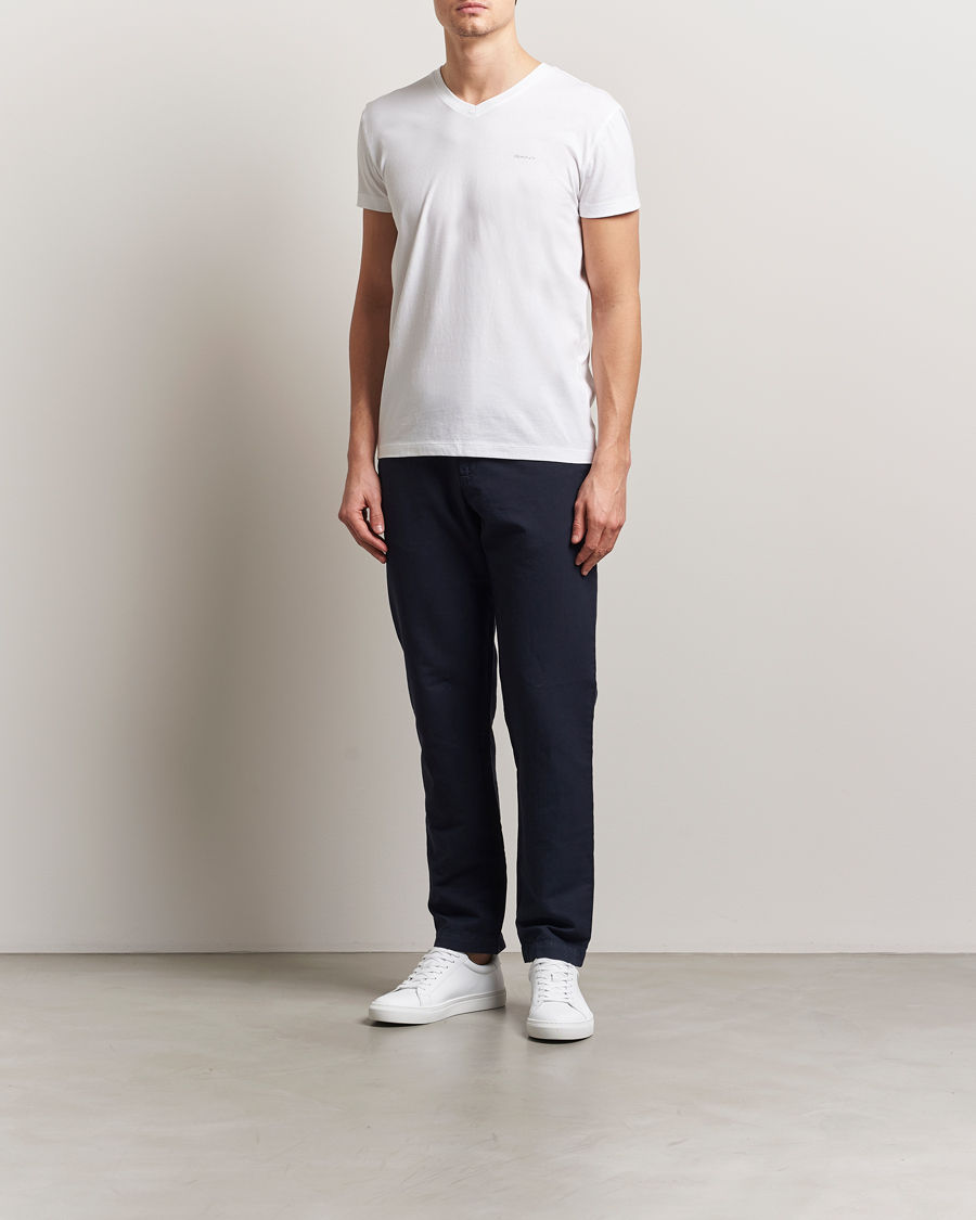 Herren | T-Shirts | GANT | 2-Pack V-Neck T-shirt Black/White