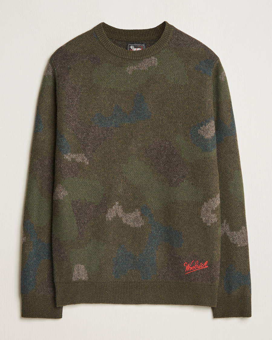 Herren | Pullover | Woolrich | Lambswool Crewneck by Todd Snyder Green Camo