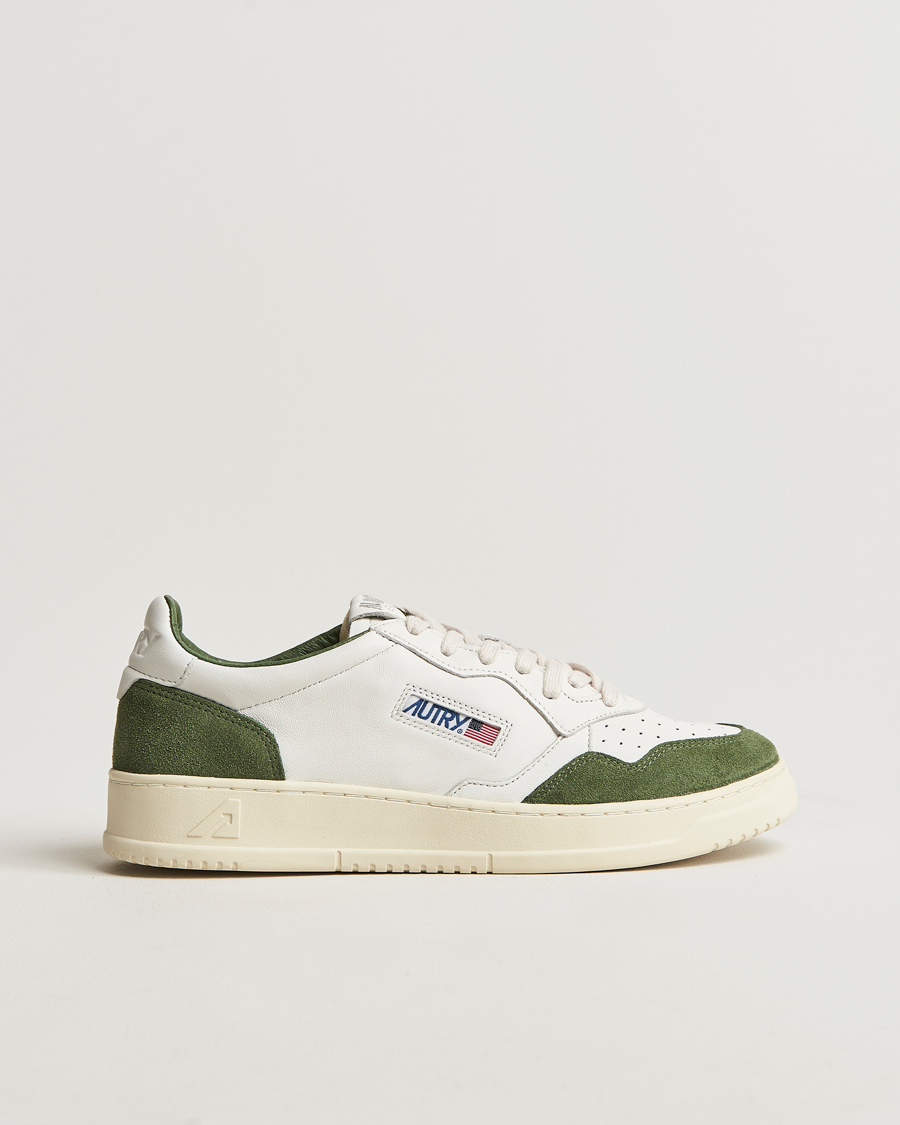 Herren | Autry Medalist Low Super Soft Goat Leather Sneaker White/Green | Autry | Medalist Low Super Soft Goat Leather Sneaker White/Green