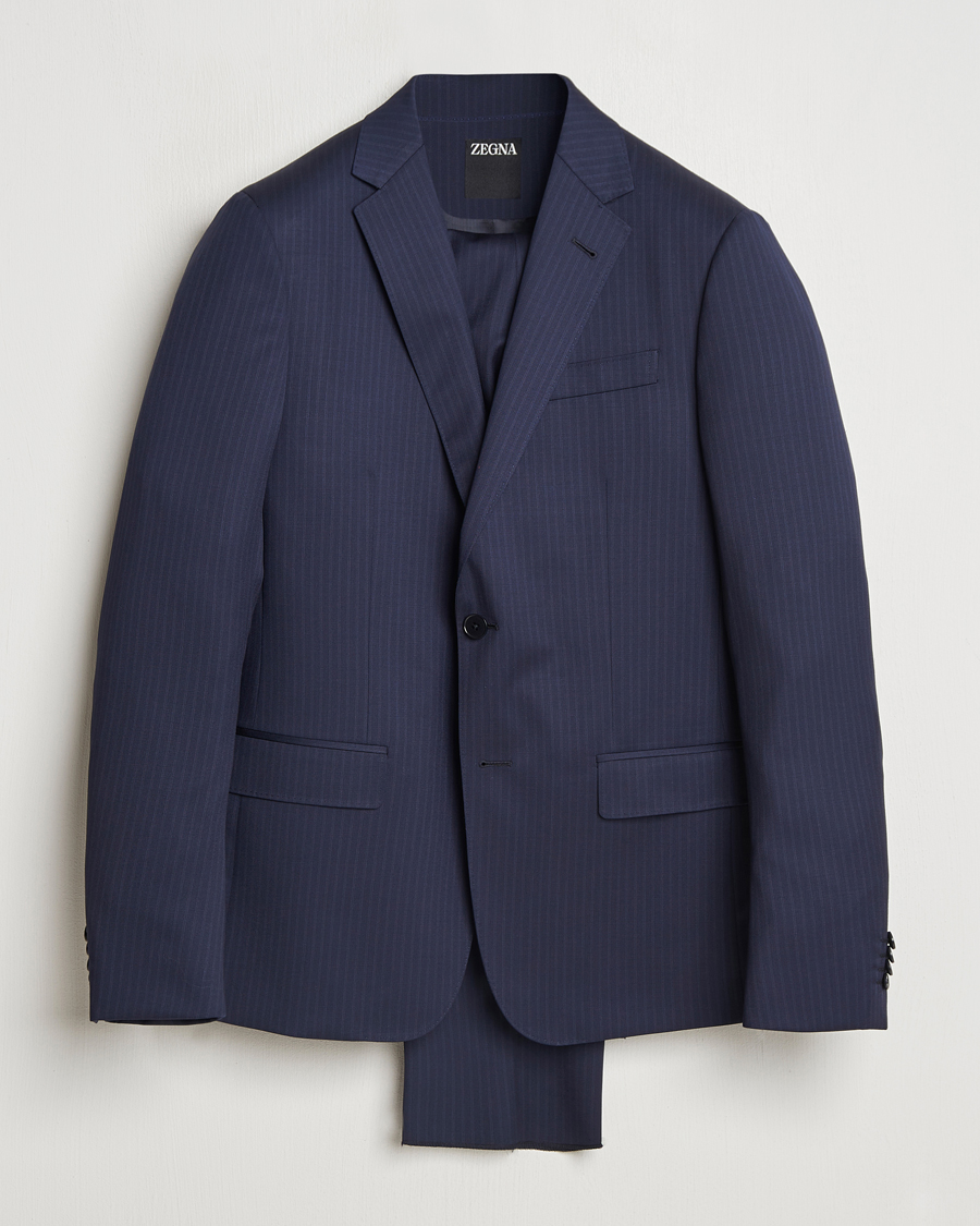Herren | Anzüge | Zegna | Tailored Wool Suit Navy Stripe