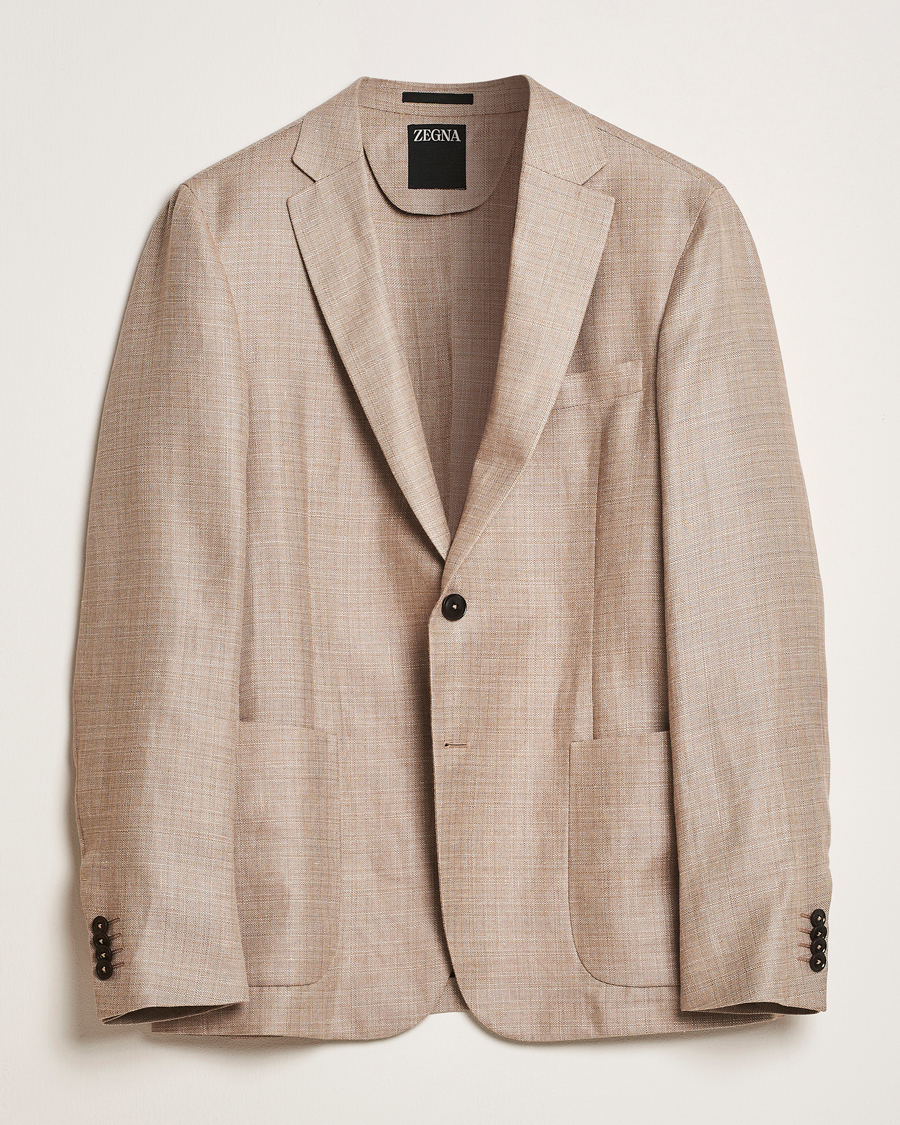 Herren | Sakkos | Zegna | Unconstructed Wool/Linen Blazer Beige