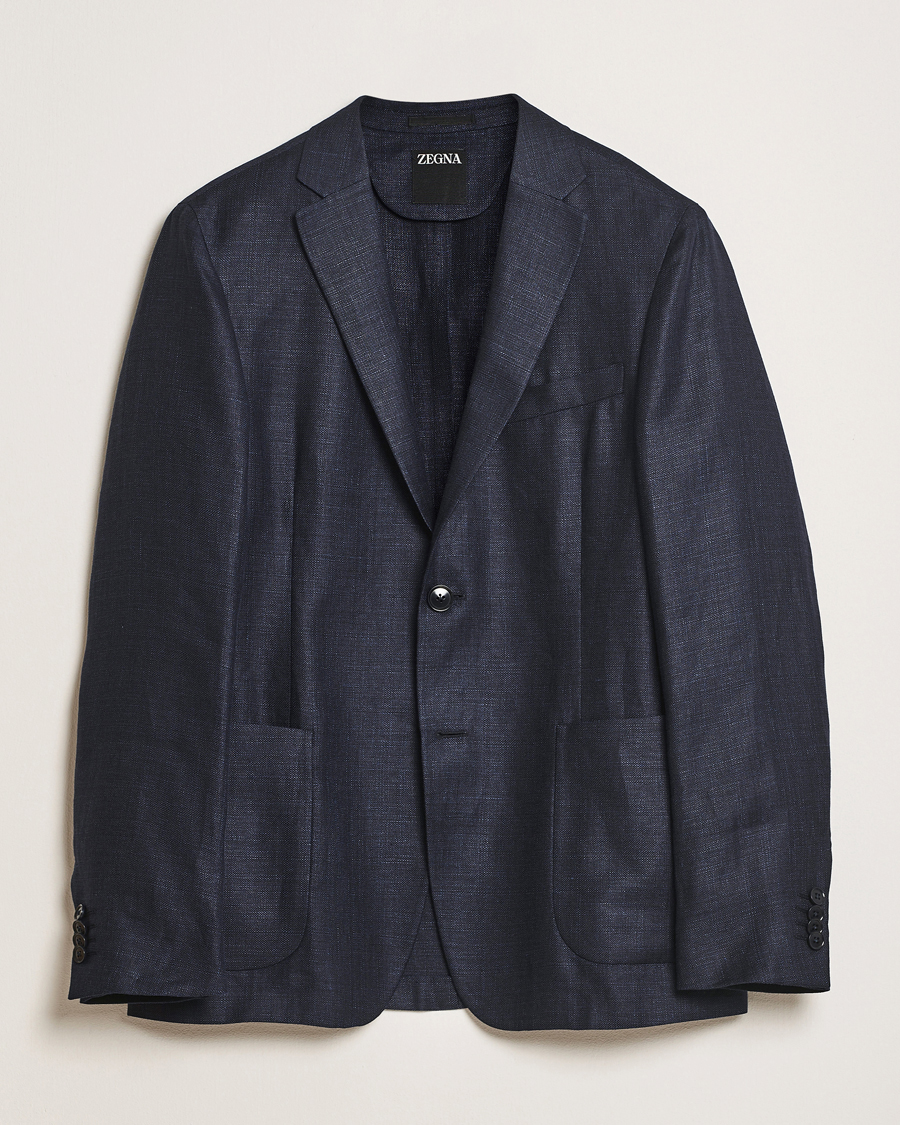 Herren | Sakkos | Zegna | Unconstructed Wool/Linen Blazer Navy
