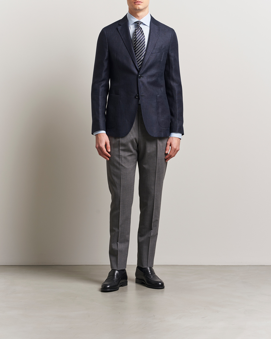 Herren | Sakkos | Zegna | Unconstructed Wool/Linen Blazer Navy