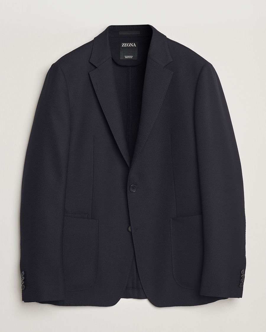 Herren | Sakkos | Zegna | Unconstructed Wool Hopsack Blazer Navy