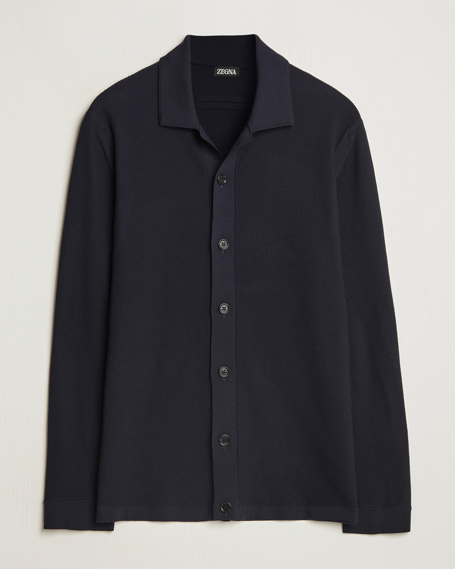 Herren | Pullover | Zegna | Structured Wool Cardigan Navy