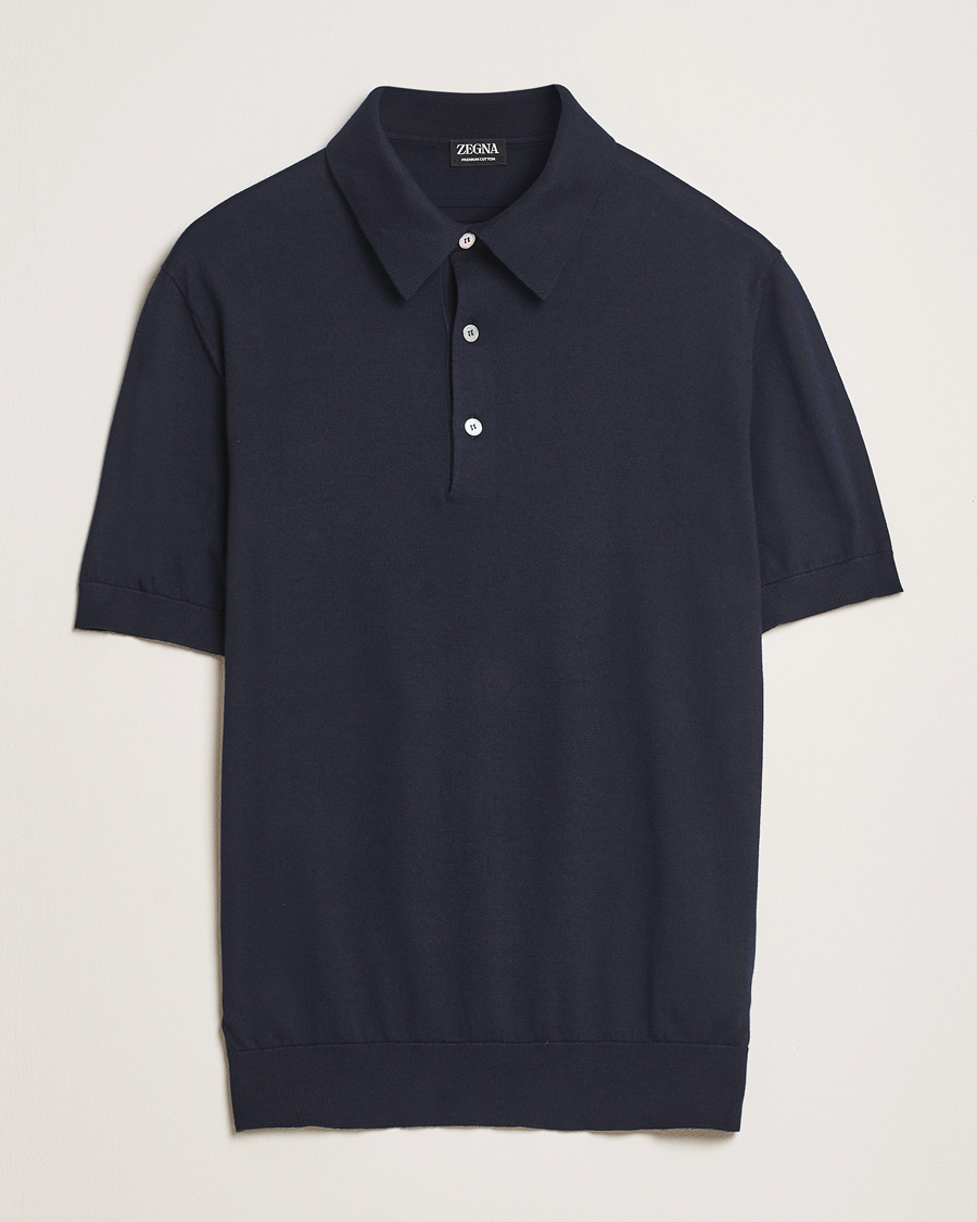 Herren | Pullover | Zegna | Premium Cotton Knitted Polo Navy