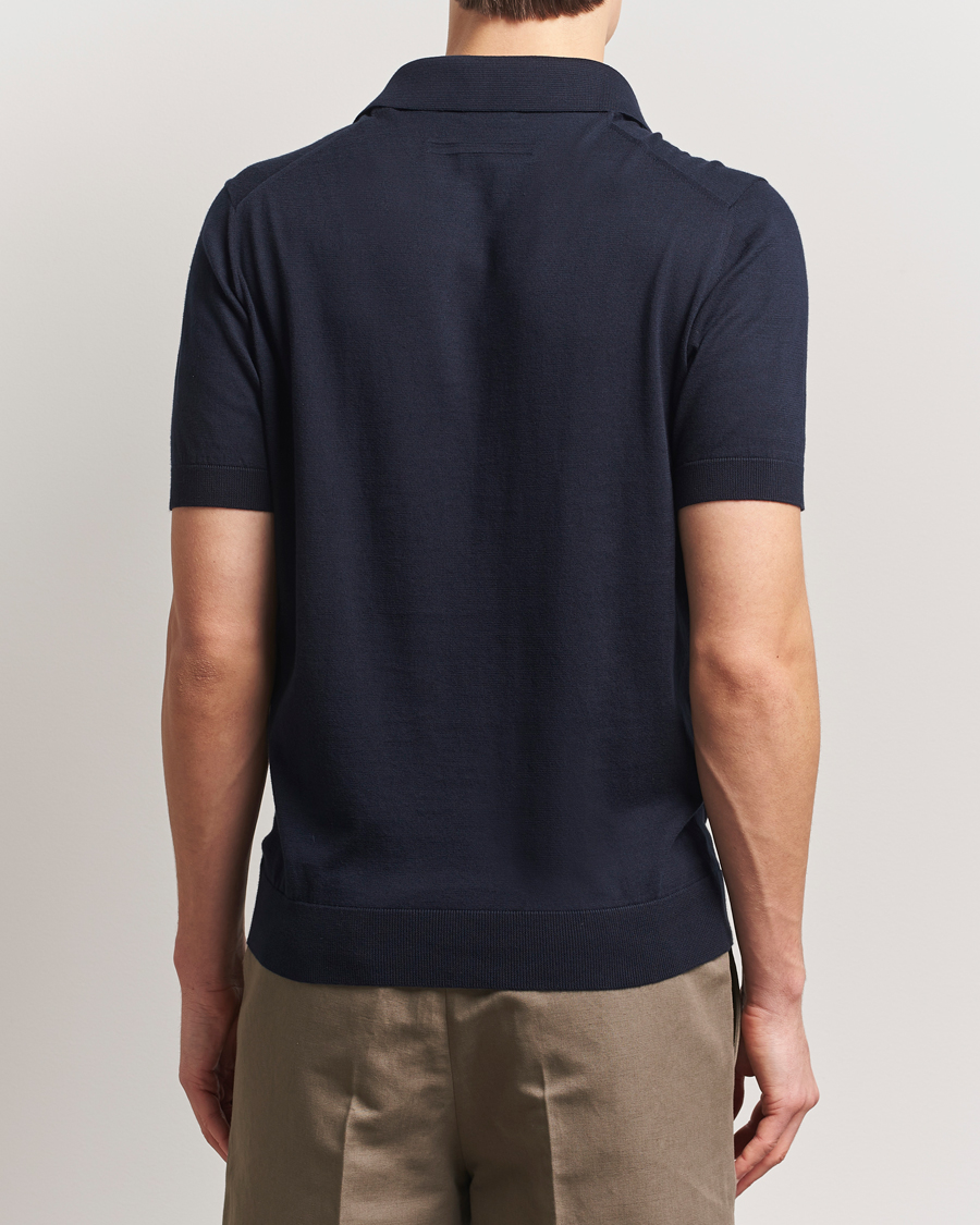 Herren | Pullover | Zegna | Premium Cotton Knitted Polo Navy
