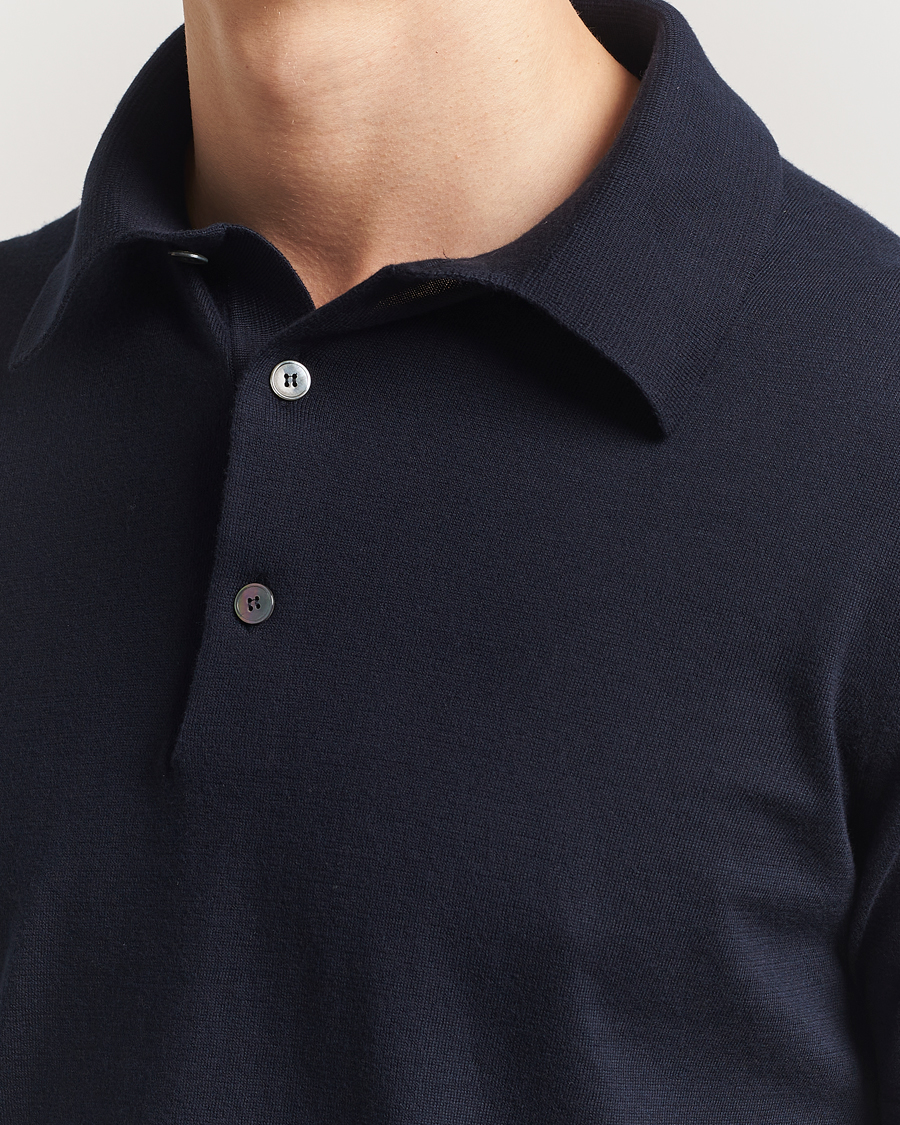 Herren | Pullover | Zegna | Premium Cotton Knitted Polo Navy