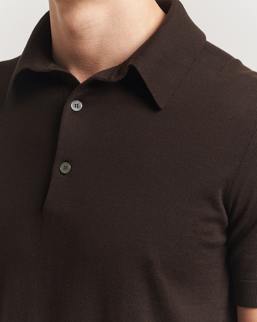 Herren | Pullover | Zegna | Premium Cotton Knitted Polo Brown