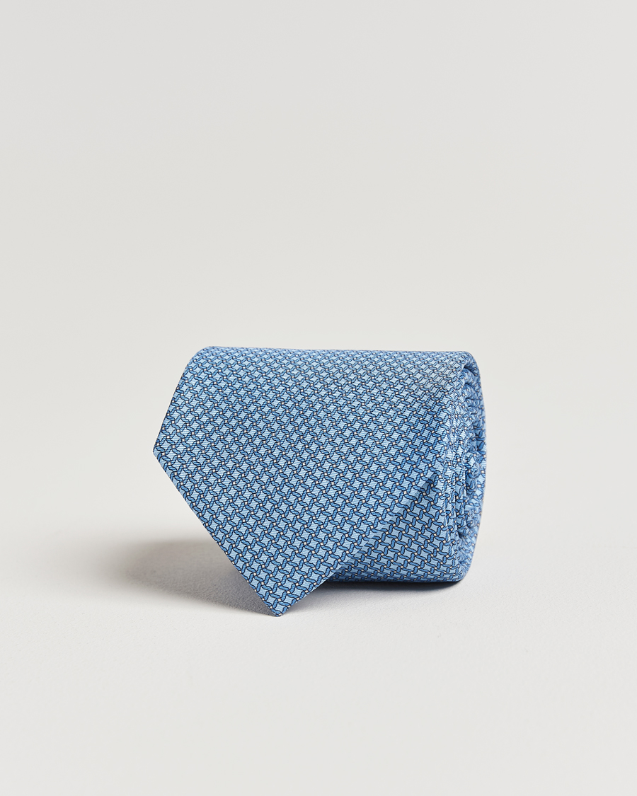 Herren | Zegna Printed Chain Silk Tie Light Blue | Zegna | Printed Chain Silk Tie Light Blue
