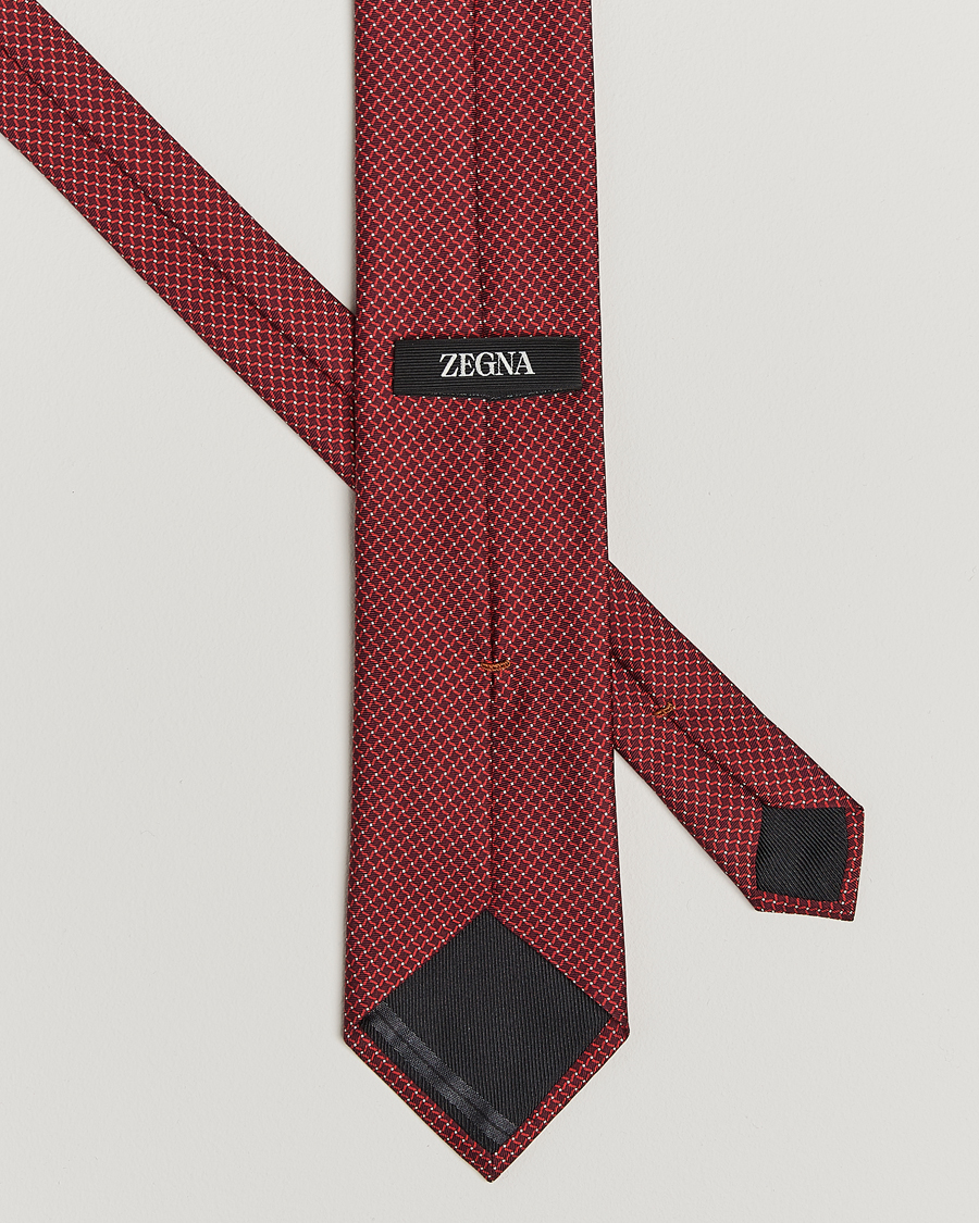 Herren | Zegna Printed Chain Silk Tie Red | Zegna | Printed Chain Silk Tie Red