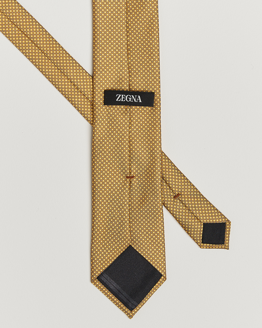 Herren | Zegna Printed Chain Silk Tie Yellow | Zegna | Printed Chain Silk Tie Yellow