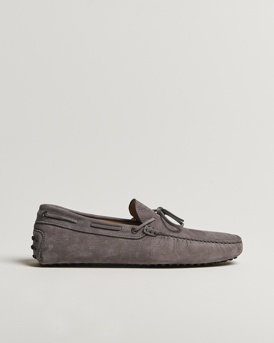 Herren | Tod's Lacetto Gommino Carshoe Dark Grey Nubuck | Tod's | Lacetto Gommino Carshoe Dark Grey Nubuck