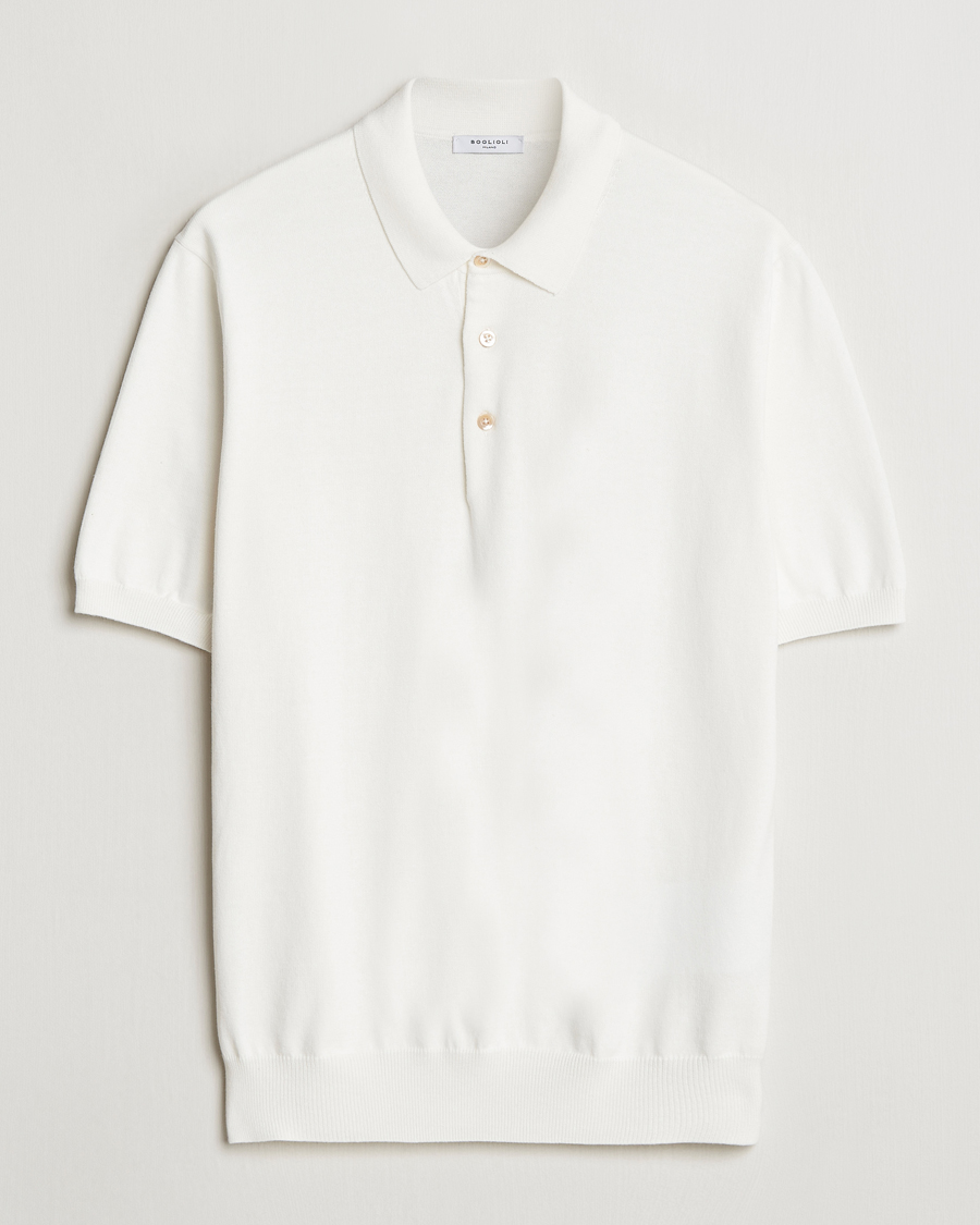 Herren | Poloshirts | Boglioli | Short Sleeve Knitted Polo White