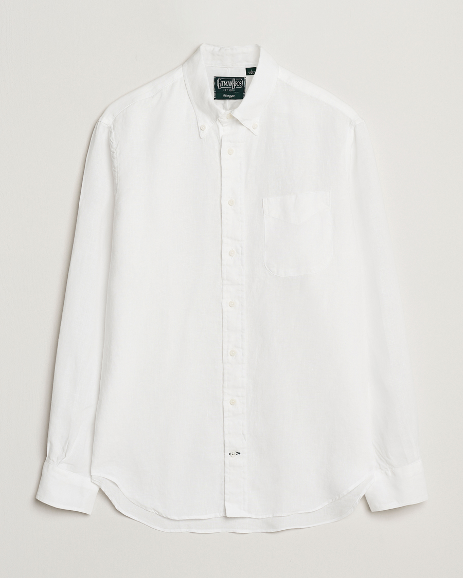 Herren | Hemden | Gitman Vintage | Button Down Linen Shirt White